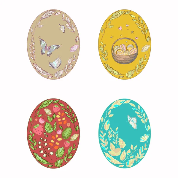 Conjunto de huevos de Pascua multicolores brillantes — Vector de stock