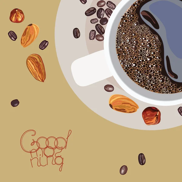 Illustration with the image of a cup of coffee and the words Good morning — Stock Vector