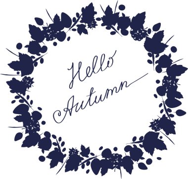 görüntü illüstrasyon siluetleri yaprakları ve meyveleri dairesel bir çerçeve