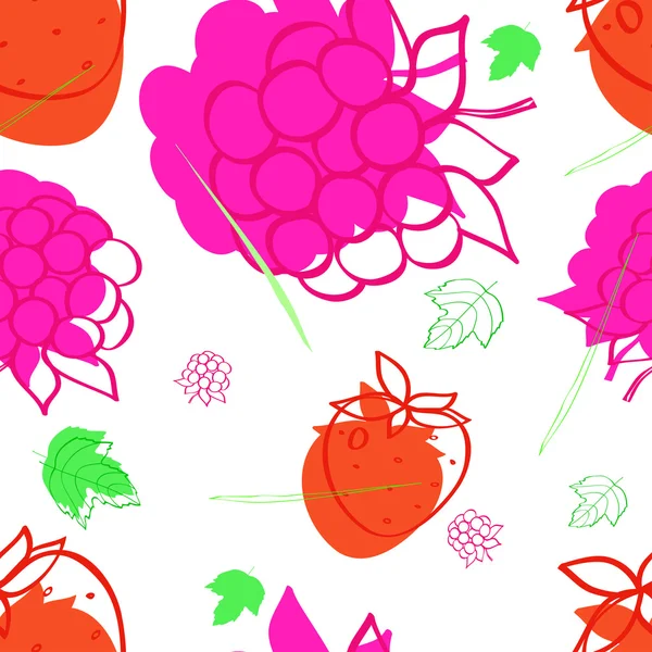 Patrón con la imagen de frambuesas, fresas — Vector de stock