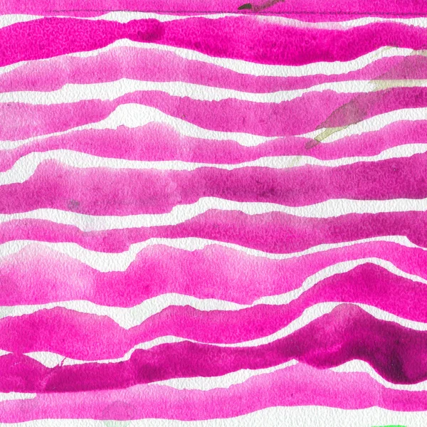 Textura aquarela, tiras escovas horizontais em relevo de cores rosa brilhantes em um fundo branco. Aquarela — Fotografia de Stock