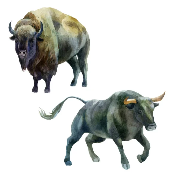 일러스트 새해를 상징하는 가축과 동물이었다 수채화 — 스톡 사진