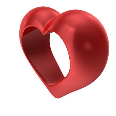 Kırmızı kalp beyaz arkaplanda izole