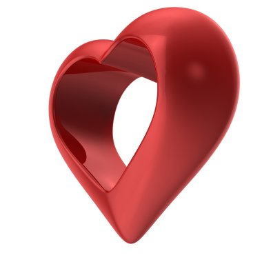 Kırmızı kalp beyaz arkaplanda izole