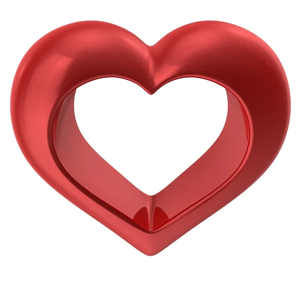 Kırmızı kalp beyaz arkaplanda izole — Stok fotoğraf