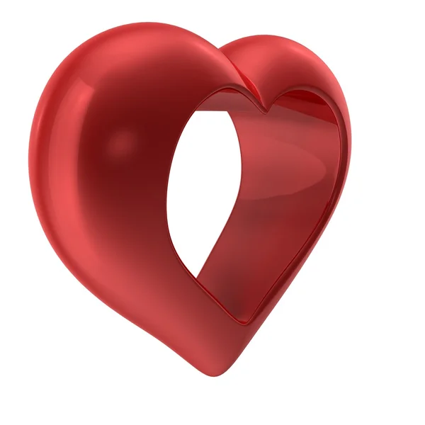 하얀 배경에 고립된 빨간 심장 — 스톡 사진