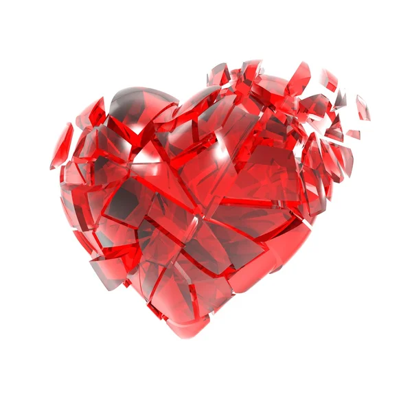 Broken red glass heart. 3d illustration — Stock Photo, Image