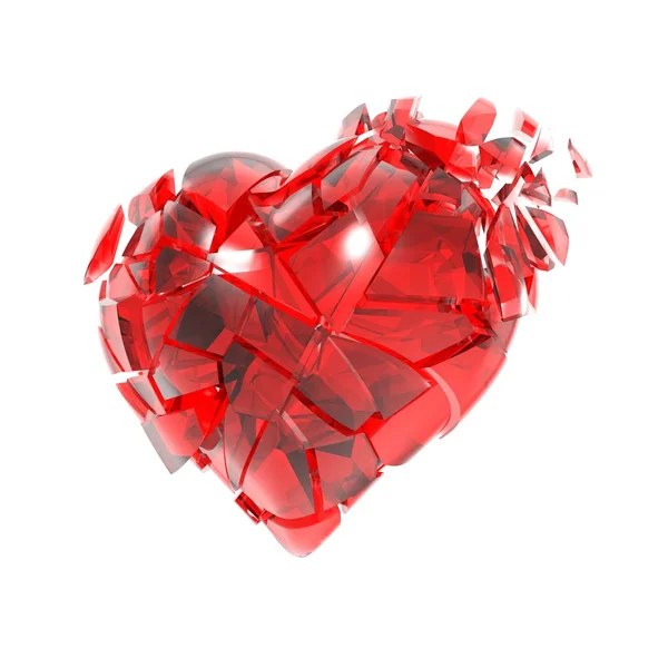 Broken red glass heart. 3d illustration — Stock Photo, Image