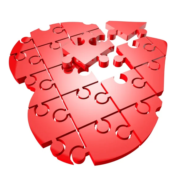 Red heart of the puzzle. — Stock Photo, Image