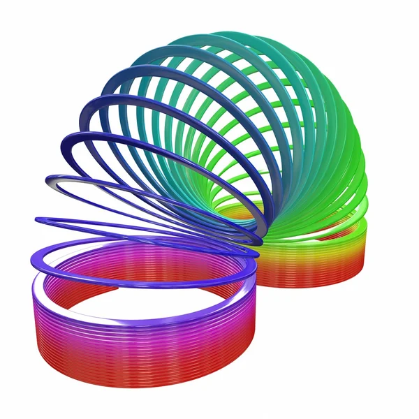 彩虹螺旋弹簧。3d 图 — 图库照片