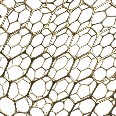 Altın ızgara altıgen şekiller arka plan resmi. 3D çizim