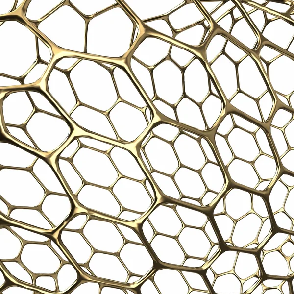Obraz tła Golden siatki sześciokątne kształty. ilustracja 3D — Zdjęcie stockowe