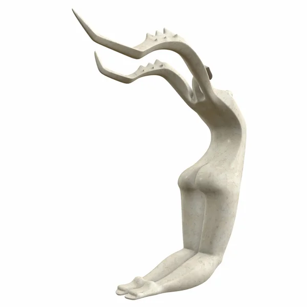 Escultura Mantis religiosa femenina. ilustración 3d — Foto de Stock