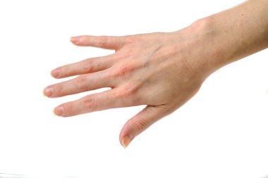 Kadın eli beyaz arkaplanda