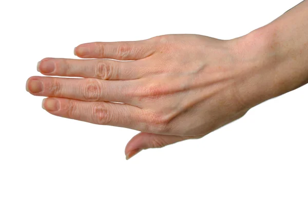 Nő kéz fehér háttér — Stock Fotó
