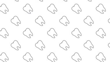 Kusursuz desenli, minimalist çizgili sanat azı dişi. Tıbbi, oral sağlık, hijyen ve diş hekimliği kliniği markası veya duvar kağıdı için temiz siyah ve beyaz diş tasarımı.