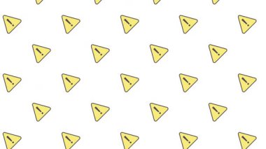 Beyaz zemin üzerinde ünlem işaretleri olan sarı uyarı simgelerinin kusursuz desenli animasyonu. Güvenlik, risk ve temalı video geçmişi için ideal. Minimalist düz tasarım grafikleri