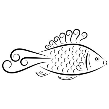 Doodle elle çizilmiş balık