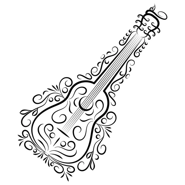 Doodle hand drawn guitar — Stock Vector