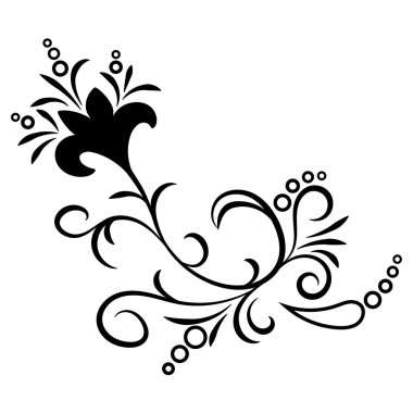 Siyah handdrawn çiçek süsleme doodle