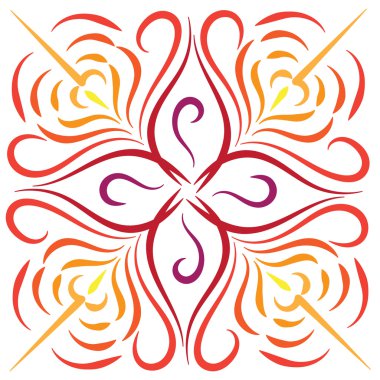 Renk soyut kırmızı portakal çiçeği doodle