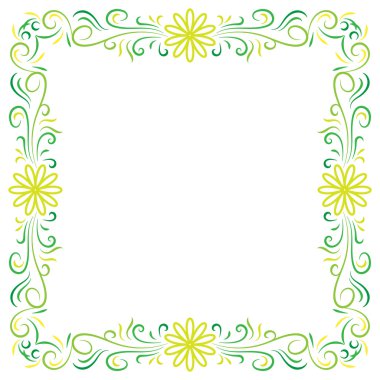 Doodle renk soyut çiçek köşe çerçeve