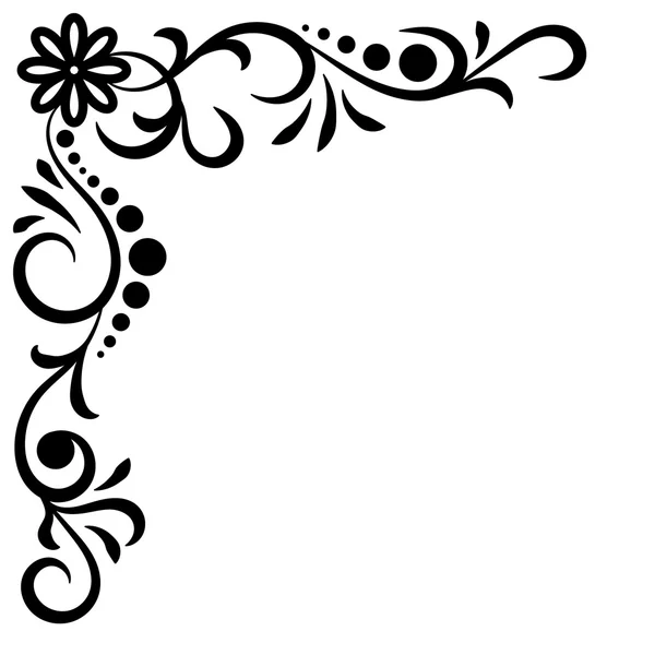 Doodle black handdraw corner flower frame – stockvektor