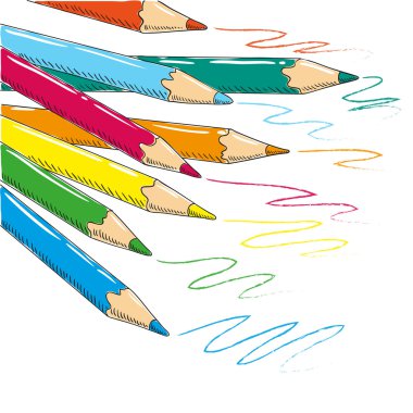 child's drawing with colored pencils doodle clipart