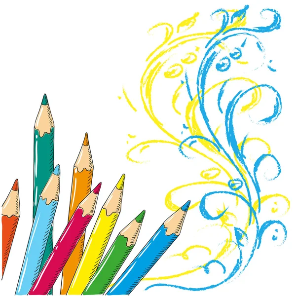 Crayons de couleur illustration vectorielle Doodle — Image vectorielle