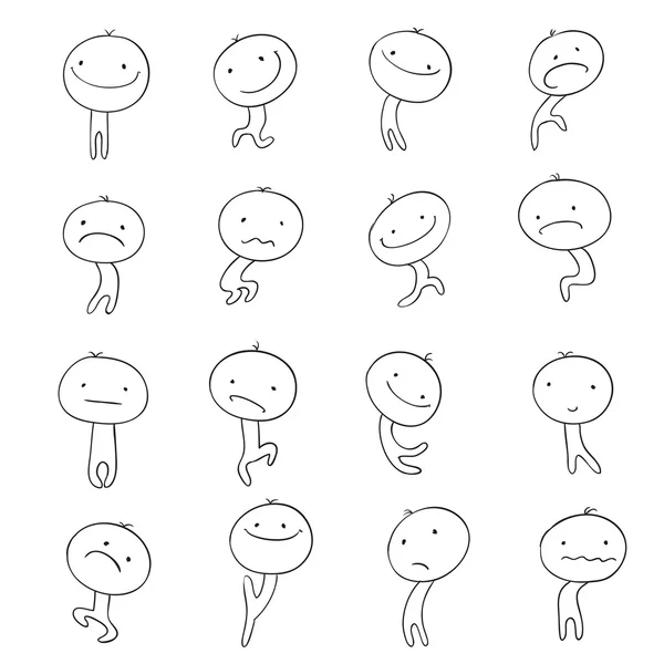 Personnages de collection émotions Doodle — Image vectorielle