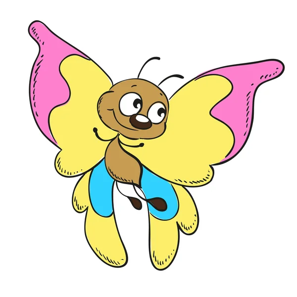 Tierna mariposa de dibujos animados personaje vector ilustración — Archivo Imágenes Vectoriales