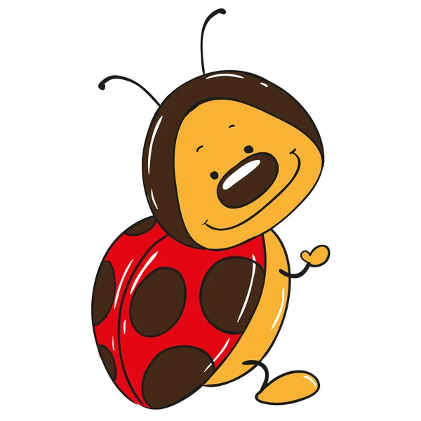 Draguta ladybug personaj de desene animate — Vector de stoc