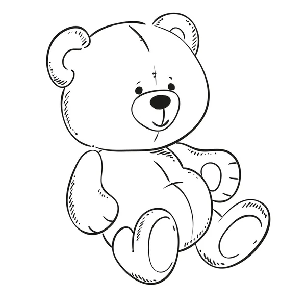 Joli ours en peluche. contour noir pour livre à colorier. Contour vectoriel . — Image vectorielle