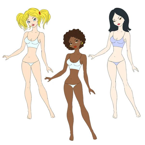 Karikatür çizimi çekici bir kız. Kadının şekil