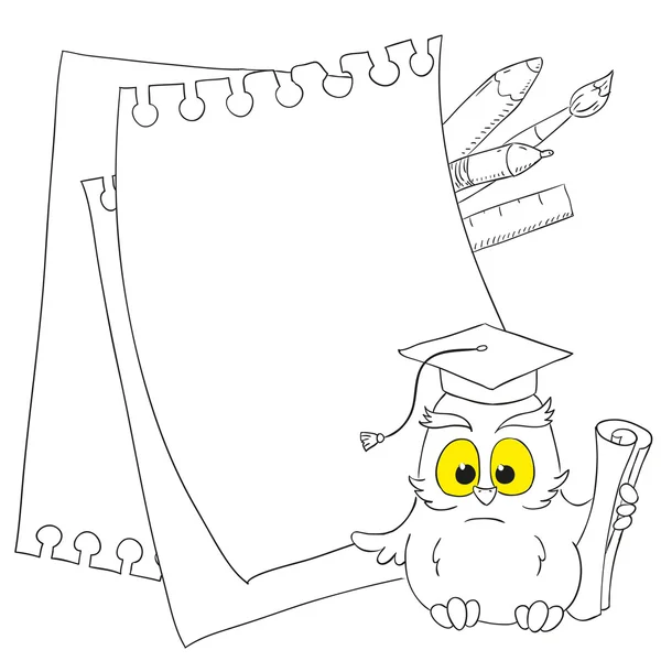 Metin - kare üzerinde okul baykuş arka plan vektör çizim için yer. — Stok Vektör