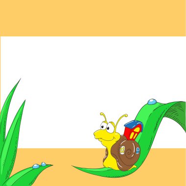 Çizgi film kartpostal çerçeve bebek salyangoz