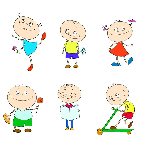 Conjunto de personajes infantiles de dibujos animados — Vector de stock