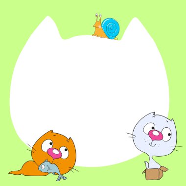 Kedi ile neşeli arka plan. Tebrik kartı için şablon