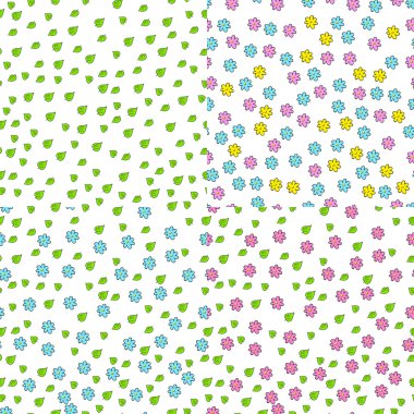 Desenleri yaz koleksiyonu. Yapraklar, çiçekler. Vektör