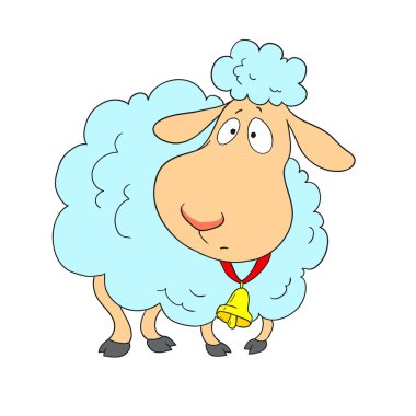Çizgi film karakteri kuzu. Vektör çizim.