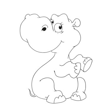 Sevimli hippo karakter. Boyama kitabı