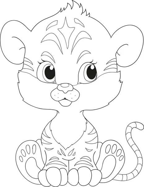 Libro para colorear tigre. Personaje de dibujos animados — Vector de stock