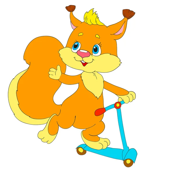 Tatlı bir scooter üzerinde sincap. 