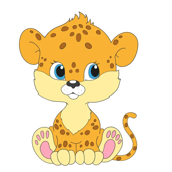 Roztomilý leopardí mládě. Kreslená postavička — Stockový vektor