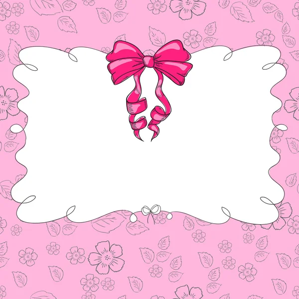 Tarjeta de felicitación con espacio para texto. Flores, lazo. Frame vector — Vector de stock