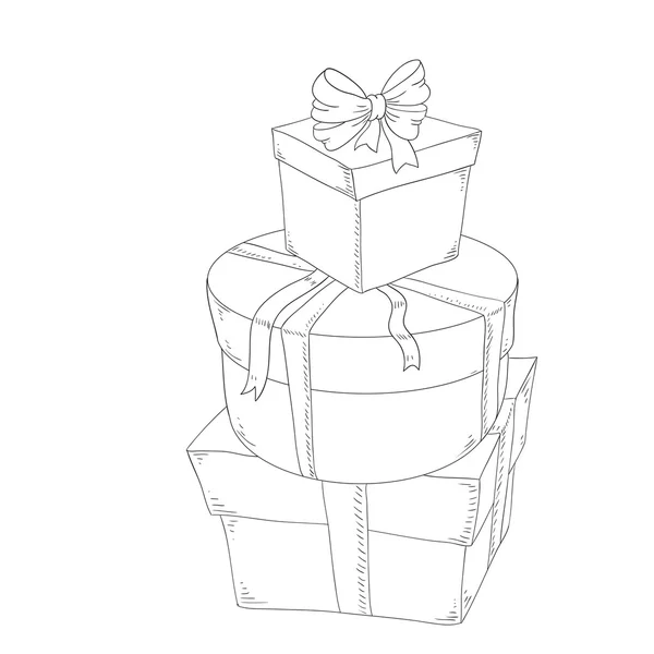 Boxes with gifts. Coloring book vector. — Stock Vector