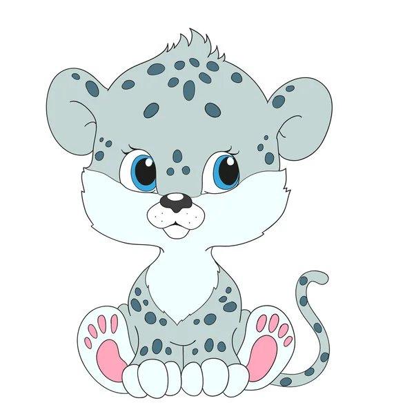 Little snow leopard. Postać z kreskówki — Wektor stockowy