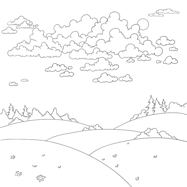 Boyama kitabı için yaz manzara.