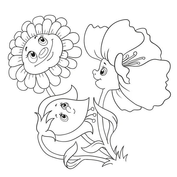 Personajes de dibujos animados flores . — Vector de stock