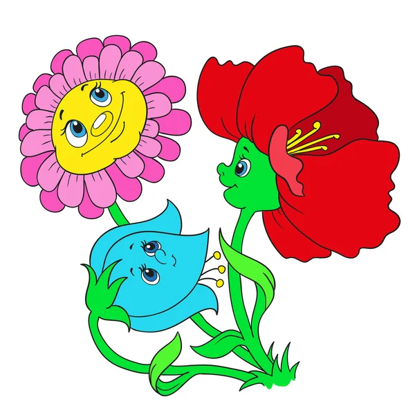 Çizgi film karakterleri çiçekler. Funky çiçek vektör